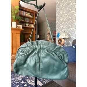 Vintage Brio! Hunter Green Ruffle Snap Top Crossbody/Shoulder Bag